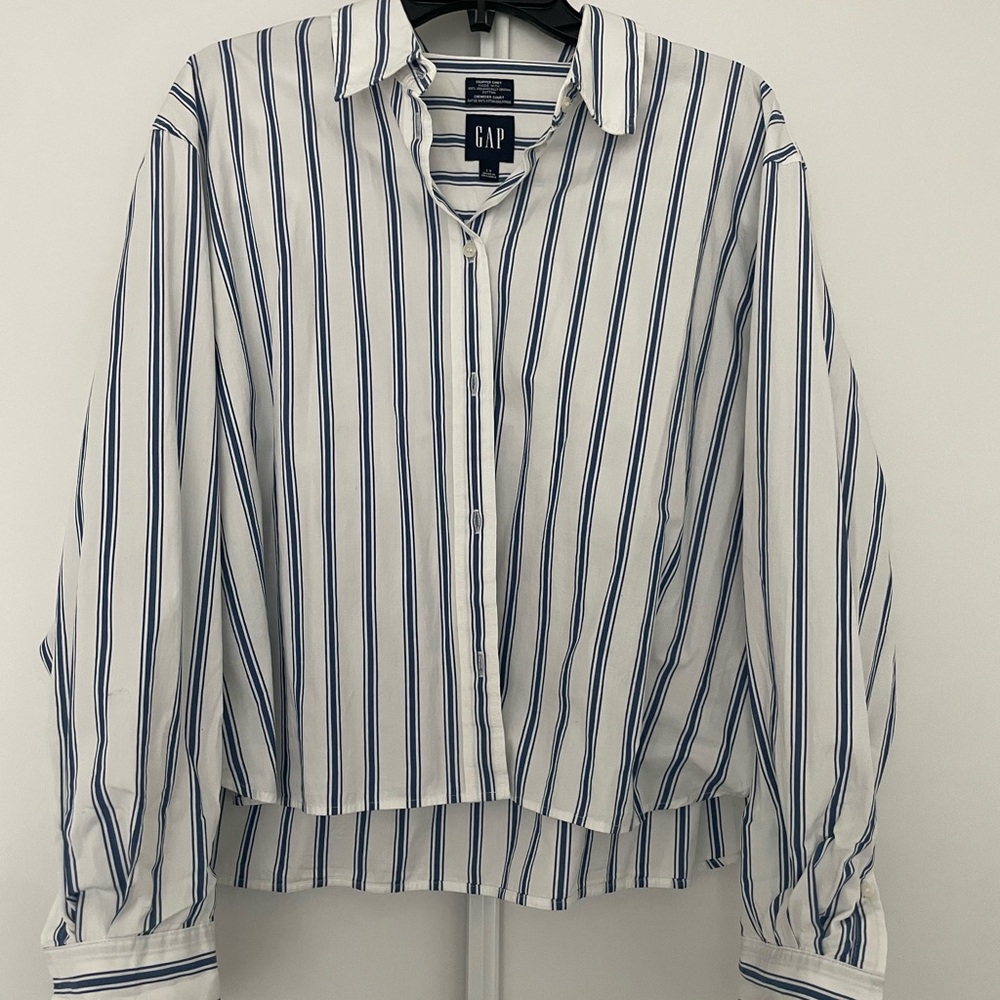 GAP Blue and White Striped Button Down Shirt